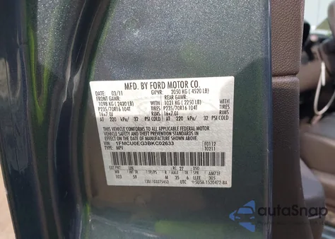 2011 Ford Escape Limited z USA, uszkodzony, nr VIN 1FMCU0EG3BKC02633